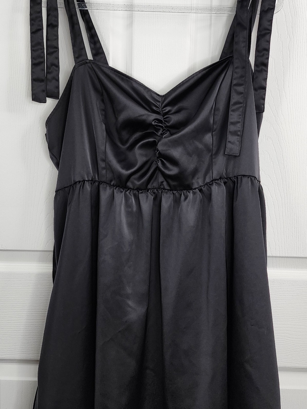 Hot Topic Black Satin Tie-Shoulder Mini Dress - Size 2 (Plus)